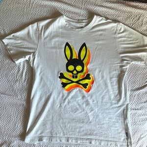 Psycho Bunny White Tee with Neon Graphic